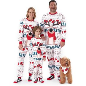 PATPAT Matching Christmas Pajamas Family Cute Pattern Xmas Sleepwear Long Sleeve Top&Bottom Jammies with Pockets