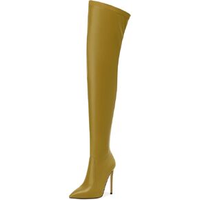 WAYDERNS Over the Knee Boots for Women Pointed Toe Stiletto High Heels Side Zip 4.7 Inch Thigh High Boots Sexy Fashion Prom Party Fall Boots