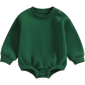 Newborn Baby Boy Girl Clothes Fleece Sweatshirt Bubble Romper Solid Oversized Thick Sweater Romper Winter Clothes