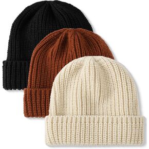 Glooarm 3 Pack Baby Beanie Knit Toddler Beanie Hat Hip-Hop Baby Acrylic Bonnet Infant Cozy Hat for Boys Girls, 0-5 Years