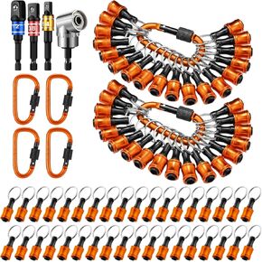 36 Pcs Bit Holder Keychain, 3 Pcs 1/4 3/8 1/2" Socket Portable Hex Shank Screwdriver Locking Bar Drill Bit Holder Attachment Adapter 105° Angle Drill Screw Adapter for Tool Improvement(Multicolor)