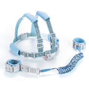 Toddler Harness Leash with Anti Lost Wrist Link- 3 in 1 Reflective Kids Leashes, Child Harness with Key Lock Design for Boys/Girls, Walking Wristband Rope Protection Tether Belt, Blue