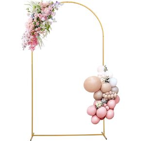 Backdrop Arch Stand Set of 2 (7.2FT+6FT) Gold,Stable Metal Balloon Arch Stand Frame for Birthday Wedding Party Bridal Baby Shower Christmas Ceremony Decoration