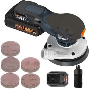 MAXXT Cordlees Random Orbital Sander, Burshless 20V Electric Sander, 7 Variable Speed Palm Sander, 4000-10000RPM, Dust Collector, Portable Sander Tools Kit for Woodworking（Battery Included）