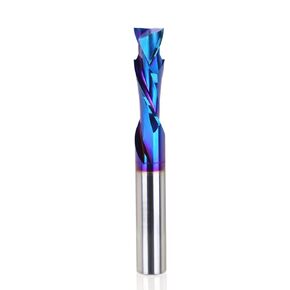 3/8 inch Shank Compression CNC Router Bits Carbide Spiral End Mill Up&Down Cut with Nano Blue Coated for Grooving Slots and Mortises