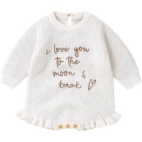 Baby Girl Sweater Romper Knit Newborn Outfit Embroidered letters Bodysuit Infant Fall Winter Clothes
