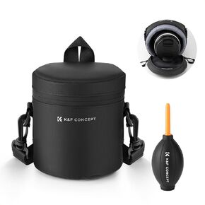 K&F Concept Camera Lens Pouch Case, Waterproof Zipper Lens Protective Bag, Shockproof All-round Camera Lens Carry Bag for DSLR SLR Lens Size Below 2.9" x4.5" (D x H)
