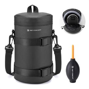 K&F Concept Camera Lens Pouch Case, Waterproof Zipper Lens Protective Bag, Shockproof All-round Camera Lens Carry Bag for DSLR SLR Lens Size Below 2.9" x4.5" (D x H)