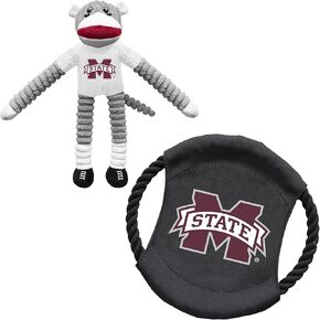 Littlearth Unisex-Adult NCAA South Carolina Fighting Gamecocks Sock Monkey and Flying Disc Pet Toy Combo Set, Team Color, One Size