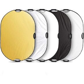 24"x36"/60x90cm Light Reflector Photography with Handle Grip, 5-in-1 Collapsible Multi Disc Diffuser with Carrying Bag-Gold, Silver, Black, White, Translucent for Studio Outdoor Lighting