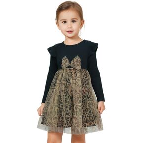 Little Bitty Toddler Tutu Dresses Long Sleeve Casaul Girls Fall Tulle Dress Party Princess Birthday Holiday for 2-8 Years in Kuwait