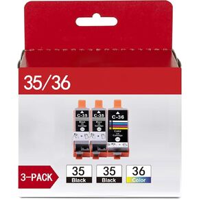 PGI-35/CLI-36 35 36 Ink Cartridge for Canon pixma tr150 Replacement for Canon 35 36 Ink Cartridge Compatible with Canon Pixma TR150 iP110 iP100 Printer(2 Black, 1Tri-Color)