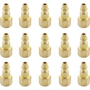 1/4-Inch Air Hose Fittings, 1/4 Inch Brass Female Industrial Coupler NPT Female Quick Connector Air Coupler for Professional Jobsites and Automotive Shops (12pcs Female Couplers)