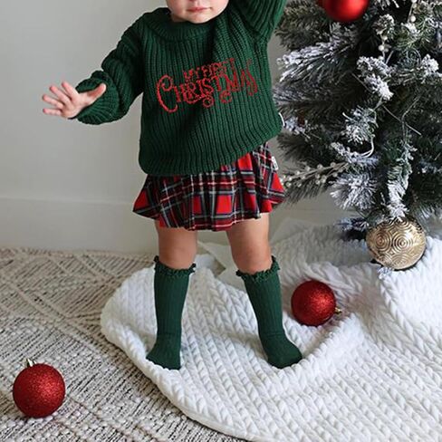 Toddler Baby Girl Boy Christmas Outfit Embroidery Crewneck Sweater Long Sleeve Knit Pullover Top Winter Clothes in Kuwait