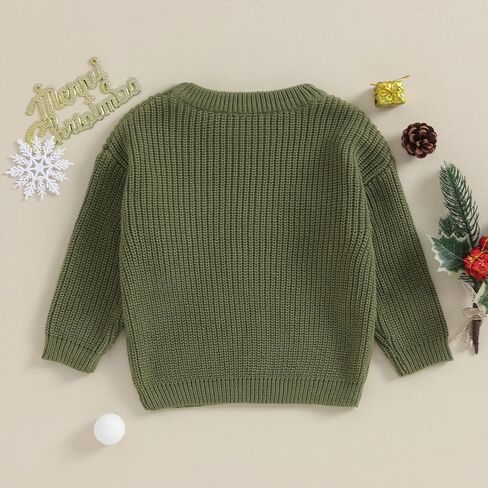 Toddler Baby Girl Boy Christmas Outfit Embroidery Crewneck Sweater Long Sleeve Knit Pullover Top Winter Clothes in Kuwait