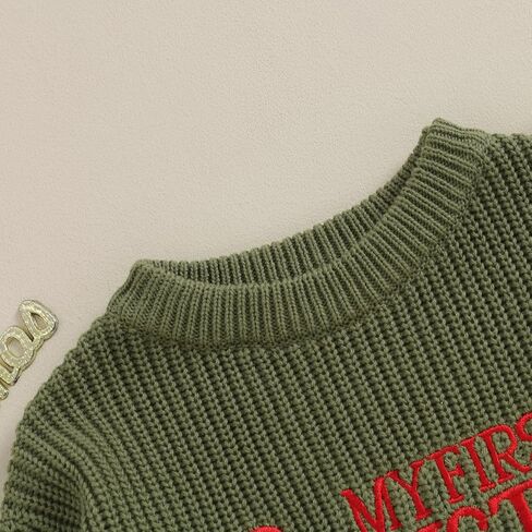 Toddler Baby Girl Boy Christmas Outfit Embroidery Crewneck Sweater Long Sleeve Knit Pullover Top Winter Clothes in Kuwait