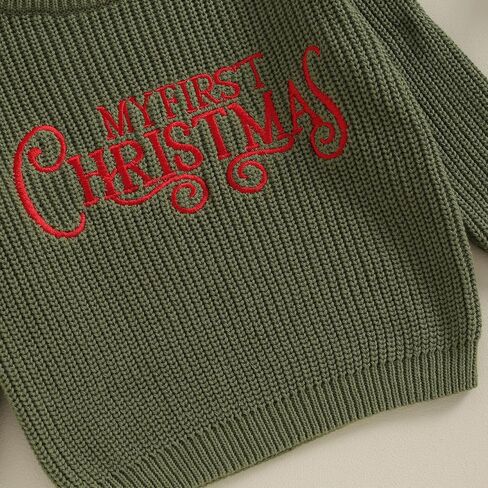 Toddler Baby Girl Boy Christmas Outfit Embroidery Crewneck Sweater Long Sleeve Knit Pullover Top Winter Clothes in Kuwait