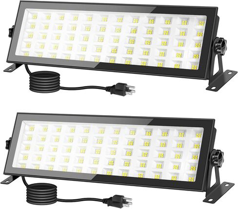 2 حزمة ضوء متجر LED للمرآب، 120 وات 10000 لومن 5000 ك ضوء النهار LED ضوء خليج عالي، IP66 ضوء فيضانات خارجي مقاوم للماء مع قابس أمريكي كابل 5FT لورشة العمل ساحة المرآب مصنع منطقة الإضاءة in Kuwait