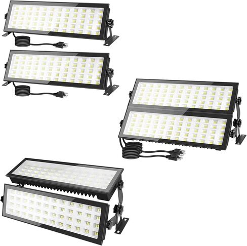 2 حزمة ضوء متجر LED للمرآب، 120 وات 10000 لومن 5000 ك ضوء النهار LED ضوء خليج عالي، IP66 ضوء فيضانات خارجي مقاوم للماء مع قابس أمريكي كابل 5FT لورشة العمل ساحة المرآب مصنع منطقة الإضاءة in Kuwait