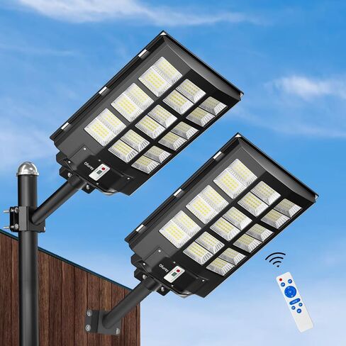 Ofuray 4600W Solar Street Light Outdoor Waterproof, 320000LM Solar Parking Lot Lights-Commercial Dusk to Dawn, IP67 6500k LED Street Light with Remote Control Motion Sensor for Garage, Yard, Barn in Saudi Arabia