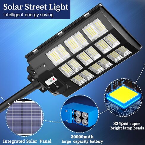 Ofuray 4600W Solar Street Light Outdoor Waterproof, 320000LM Solar Parking Lot Lights-Commercial Dusk to Dawn, IP67 6500k LED Street Light with Remote Control Motion Sensor for Garage, Yard, Barn in Saudi Arabia