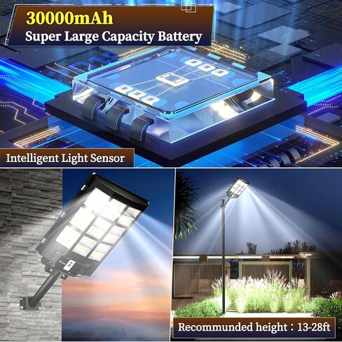 Ofuray 4600W Solar Street Light Outdoor Waterproof, 320000LM Solar Parking Lot Lights-Commercial Dusk to Dawn, IP67 6500k LED Street Light with Remote Control Motion Sensor for Garage, Yard, Barn in Saudi Arabia