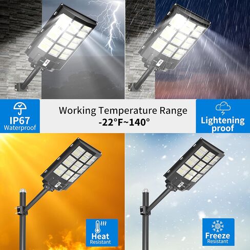 Ofuray 4600W Solar Street Light Outdoor Waterproof, 320000LM Solar Parking Lot Lights-Commercial Dusk to Dawn, IP67 6500k LED Street Light with Remote Control Motion Sensor for Garage, Yard, Barn in Saudi Arabia