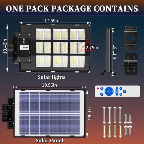 Ofuray 4600W Solar Street Light Outdoor Waterproof, 320000LM Solar Parking Lot Lights-Commercial Dusk to Dawn, IP67 6500k LED Street Light with Remote Control Motion Sensor for Garage, Yard, Barn in Saudi Arabia