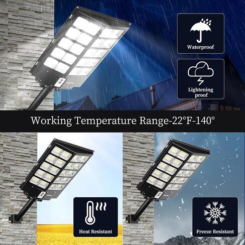 Ofuray 4600W Solar Street Light Outdoor Waterproof, 320000LM Solar Parking Lot Lights-Commercial Dusk to Dawn, IP67 6500k LED Street Light with Remote Control Motion Sensor for Garage, Yard, Barn in Saudi Arabia