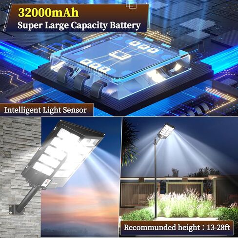 Ofuray 4600W Solar Street Light Outdoor Waterproof, 320000LM Solar Parking Lot Lights-Commercial Dusk to Dawn, IP67 6500k LED Street Light with Remote Control Motion Sensor for Garage, Yard, Barn in Saudi Arabia