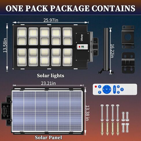 Ofuray 4600W Solar Street Light Outdoor Waterproof, 320000LM Solar Parking Lot Lights-Commercial Dusk to Dawn, IP67 6500k LED Street Light with Remote Control Motion Sensor for Garage, Yard, Barn in Saudi Arabia