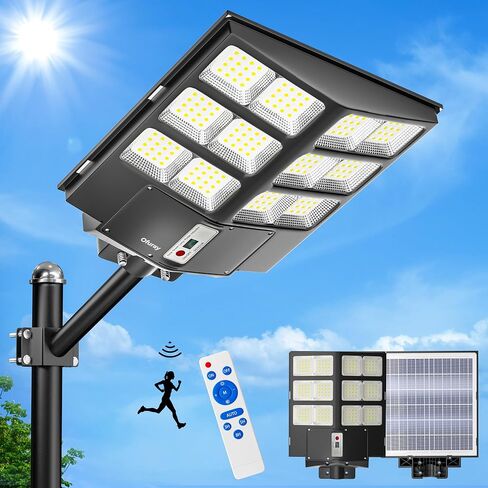 Ofuray 4600W Solar Street Light Outdoor Waterproof, 320000LM Solar Parking Lot Lights-Commercial Dusk to Dawn, IP67 6500k LED Street Light with Remote Control Motion Sensor for Garage, Yard, Barn in Saudi Arabia
