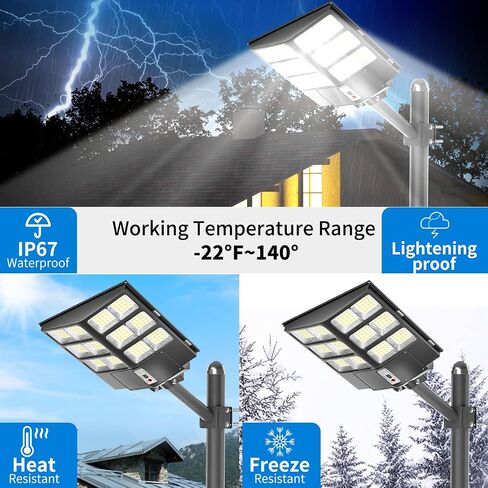 Ofuray 4600W Solar Street Light Outdoor Waterproof, 320000LM Solar Parking Lot Lights-Commercial Dusk to Dawn, IP67 6500k LED Street Light with Remote Control Motion Sensor for Garage, Yard, Barn in Saudi Arabia
