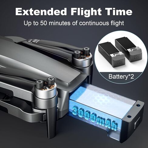 طائرة بدون طيار HHD مع كاميرا 4K للبالغين المبتدئين، أقصى وقت طيران يصل إلى 52 دقيقة، نطاق تحكم 10000 قدم، طائرة رباعية المروحية FPV RC قابلة للطي بوزن 249 جرام، العودة الذكية إلى المنزل، نقل 5 جيجا، محرك بدون فرش، مقاومة للرياح (رمادي) in Kuwait