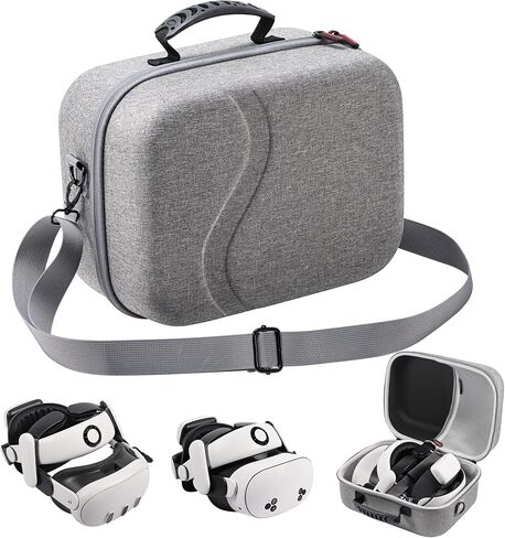 Large Carrying Case for Meta Quest 3S/3, Hard Travel Case Compatible With BOBOVR S3 Pro/KIWI Design Battery Head Strap, Controller and Accessory, Portable Hard Shell Bag, Black in Kuwait