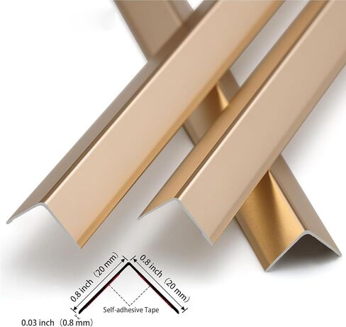 Gaahing Aluminum L Molding Corner Guards, Peel and Stick Trim for Wall Protection, Door Frame, Tile Edge (3Pcs x 4.26ft x 0.8in, Matte Gold) in Kuwait