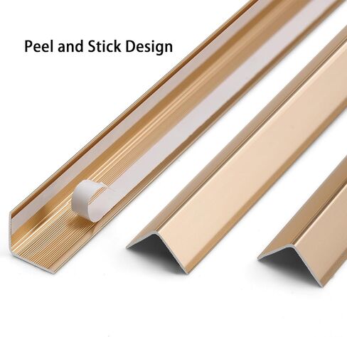 Gaahing Aluminum L Molding Corner Guards, Peel and Stick Trim for Wall Protection, Door Frame, Tile Edge (3Pcs x 4.26ft x 0.8in, Matte Gold) in Kuwait