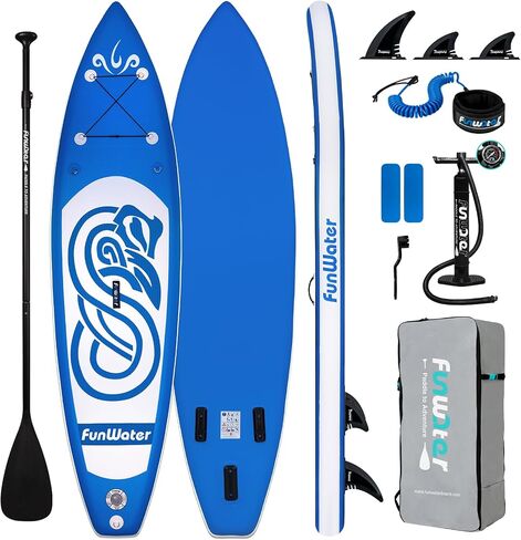 FunWater Inflatable 10'6×33"×6" Ultra-Light (17.6lbs) SUP for All Skill Levels Everything Included with Stand Up Paddle Board, Adj Floating Paddles, Pump, SUP Travel Backpack, Leash,Waterproof Bag in Saudi Arabia