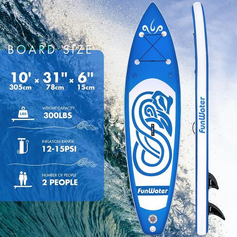 FunWater Inflatable 10'6×33"×6" Ultra-Light (17.6lbs) SUP for All Skill Levels Everything Included with Stand Up Paddle Board, Adj Floating Paddles, Pump, SUP Travel Backpack, Leash,Waterproof Bag in Saudi Arabia