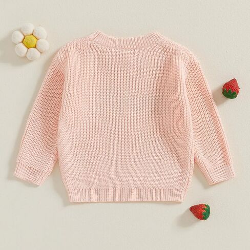 Toddler Baby Girls Sweater Strawberry Embroidery Knit Sweatshirt Pullover Knitwear Knitted Warm Fall Winter Clothes in Saudi Arabia