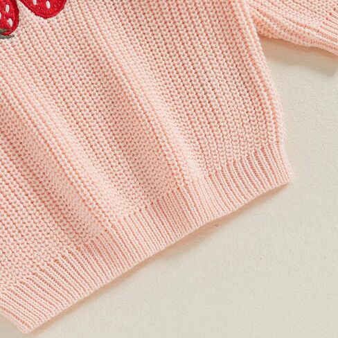 Toddler Baby Girls Sweater Strawberry Embroidery Knit Sweatshirt Pullover Knitwear Knitted Warm Fall Winter Clothes in Saudi Arabia