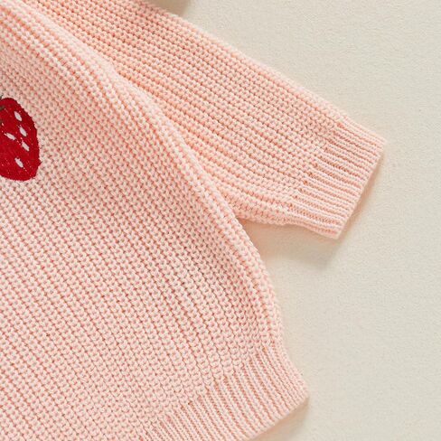 Toddler Baby Girls Sweater Strawberry Embroidery Knit Sweatshirt Pullover Knitwear Knitted Warm Fall Winter Clothes in Saudi Arabia