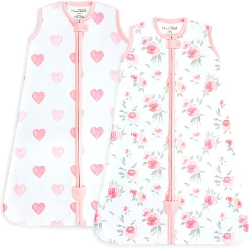 Baby Sleep Sack 1.0 TOG, Organic Cotton Baby Wearable Blanket with Two-Way Zipper, Swaddle Transition Baby Sleeping Bag, All-Season Sleep Sack for Newborn Infant Toddler Boy Girl, 2-Pack, 6-12 Month in Saudi Arabia