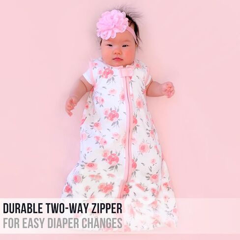 Baby Sleep Sack 1.0 TOG, Organic Cotton Baby Wearable Blanket with Two-Way Zipper, Swaddle Transition Baby Sleeping Bag, All-Season Sleep Sack for Newborn Infant Toddler Boy Girl, 2-Pack, 6-12 Month in Saudi Arabia