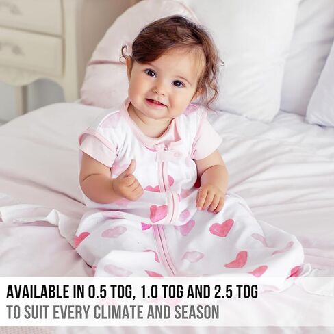 Baby Sleep Sack 1.0 TOG, Organic Cotton Baby Wearable Blanket with Two-Way Zipper, Swaddle Transition Baby Sleeping Bag, All-Season Sleep Sack for Newborn Infant Toddler Boy Girl, 2-Pack, 6-12 Month in Saudi Arabia