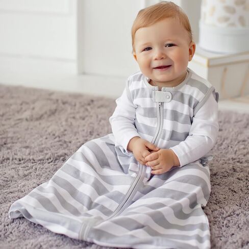 Baby Sleep Sack 1.0 TOG, Organic Cotton Baby Wearable Blanket with Two-Way Zipper, Swaddle Transition Baby Sleeping Bag, All-Season Sleep Sack for Newborn Infant Toddler Boy Girl, 2-Pack, 6-12 Month in Saudi Arabia