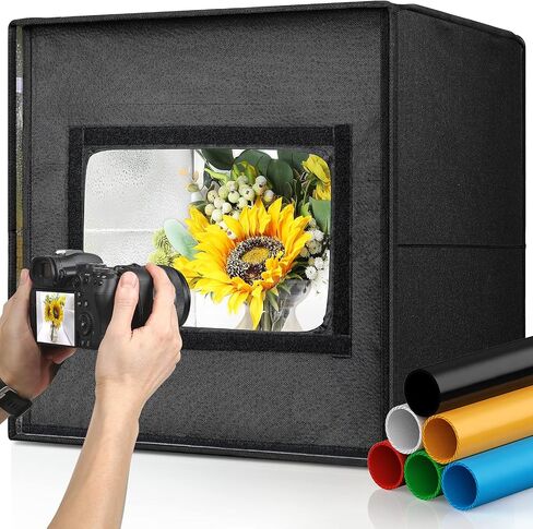 Glendan Portable Photo Studio Light Box, 16" x 16" Professional Dimmable Shooting Tent Kit with 256 LED Table Top Light & 6 Backdrops for Product Photography in Saudi Arabia
