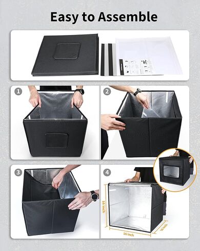 Glendan Portable Photo Studio Light Box, 16" x 16" Professional Dimmable Shooting Tent Kit with 256 LED Table Top Light & 6 Backdrops for Product Photography in Saudi Arabia