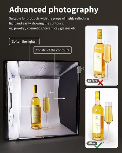 Glendan Portable Photo Studio Light Box, 16" x 16" Professional Dimmable Shooting Tent Kit with 256 LED Table Top Light & 6 Backdrops for Product Photography in Saudi Arabia