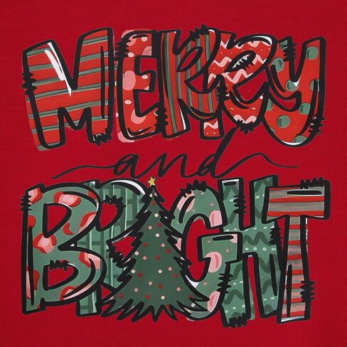 Kid Christmas Sweatshirt Toddler Baby Girl Boy Funny Merry and Bright Xmas Tree Print Pullover Long Sleeve Shirt in Saudi Arabia
